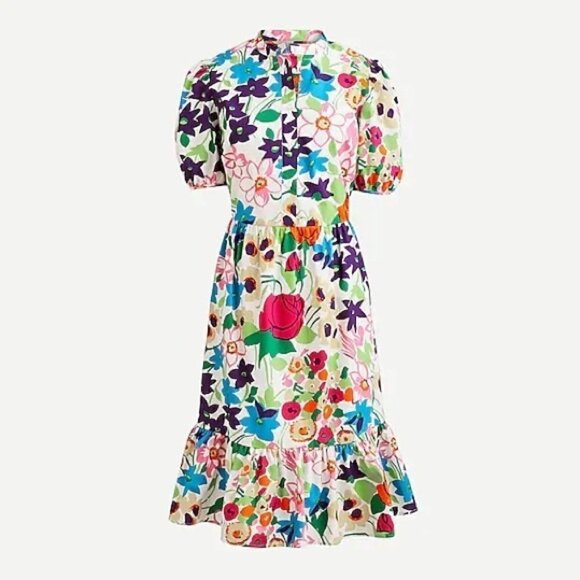 J. Crew Puff-sleeve dress in vibrant garden print - Picture 2 of 10